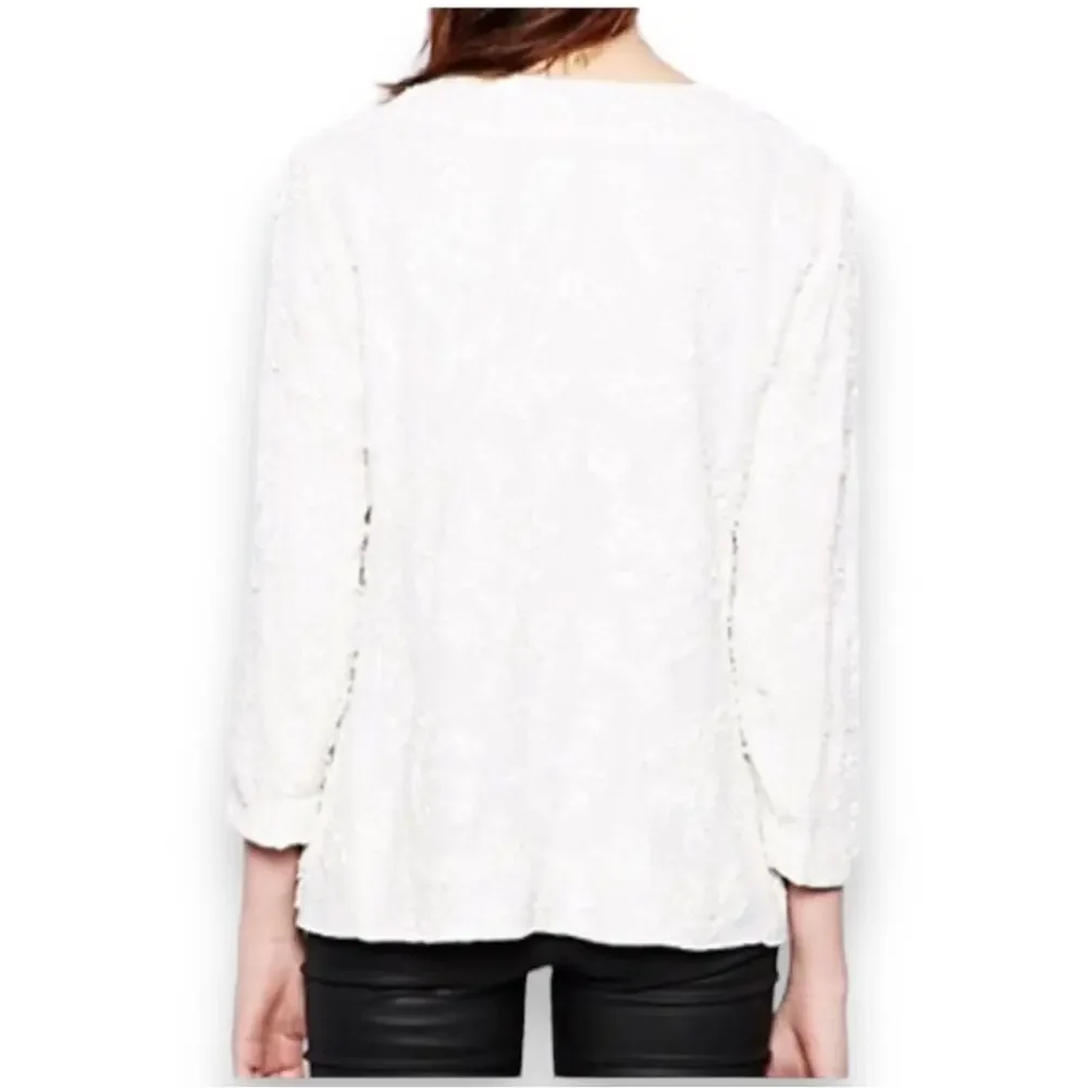 French Connection Mimosa Mist Sequined Tie Front Jacket in Daisy White 4 NWT